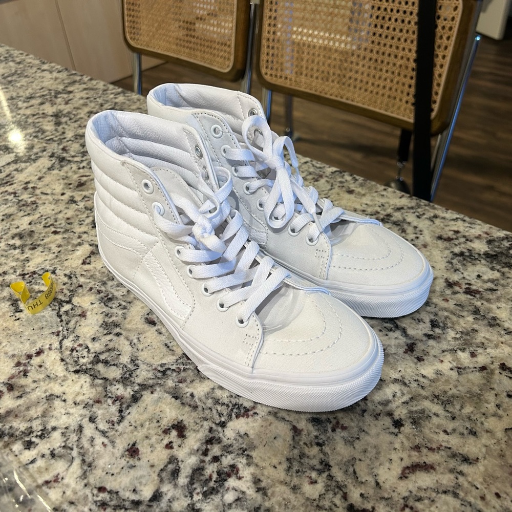 Brand new white high top vans